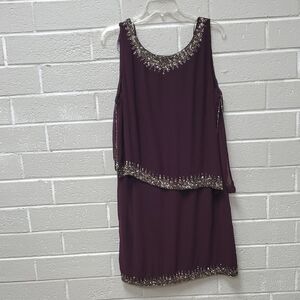 J Kara Wine Sleeveless Dress